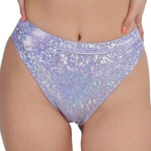 iHeartRaves Lavender Dreamz Holographic High Cut Booty Short Rave Bottoms Size S